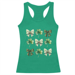 St Patricks Day Coquette Bow Racerback Tank Top Lucky Shamrock Aesthetic TS02 Irish Green Print Your Wear