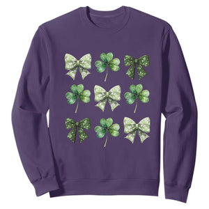 St Patricks Day Coquette Bow Sweatshirt Lucky Shamrock Aesthetic TS02 Purple Print Your Wear