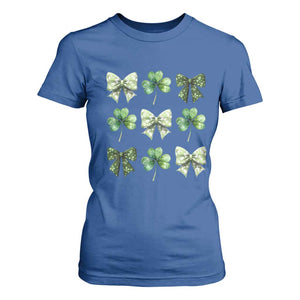 St Patricks Day Coquette Bow T Shirt For Women Lucky Shamrock Aesthetic TS02 Royal Blue Print Your Wear