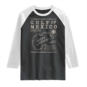 Gulf of Mexico Raglan Shirt Golfo De Mexico Historic Map 1672 TS02 Black White Print Your Wear