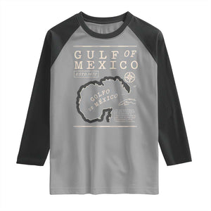 Gulf of Mexico Raglan Shirt Golfo De Mexico Historic Map 1672 TS02 Sport Gray Black Print Your Wear