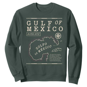 Gulf of Mexico Sweatshirt Golfo De Mexico Historic Map 1672 TS02 Dark Forest Green Print Your Wear