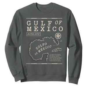 Gulf of Mexico Sweatshirt Golfo De Mexico Historic Map 1672 TS02 Dark Heather Print Your Wear