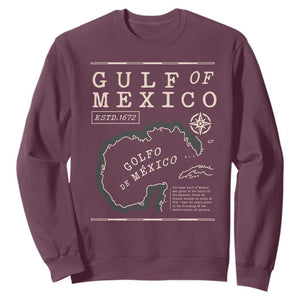 Gulf of Mexico Sweatshirt Golfo De Mexico Historic Map 1672 TS02 Maroon Print Your Wear