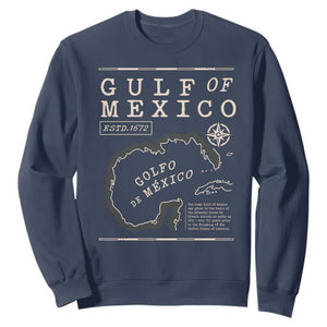 Gulf of Mexico Sweatshirt Golfo De Mexico Historic Map 1672 TS02 Navy Print Your Wear