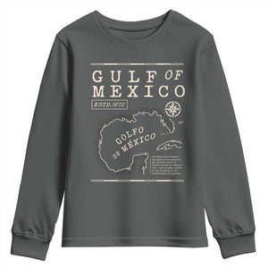 Gulf of Mexico Youth Sweatshirt Golfo De Mexico Historic Map 1672 TS02 Dark Heather Print Your Wear