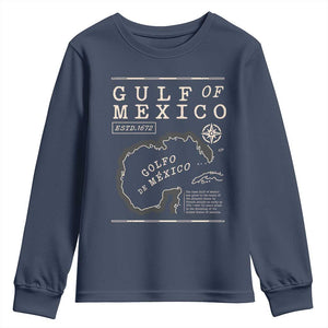 Gulf of Mexico Youth Sweatshirt Golfo De Mexico Historic Map 1672 TS02 Navy Print Your Wear