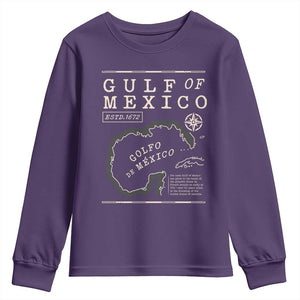 Gulf of Mexico Youth Sweatshirt Golfo De Mexico Historic Map 1672 TS02 Purple Print Your Wear