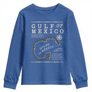Gulf of Mexico Youth Sweatshirt Golfo De Mexico Historic Map 1672 TS02 Royal Blue Print Your Wear