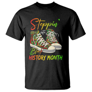 Stepping Into Black History Month T Shirt Sneakers TS02 Black Print Your Wear
