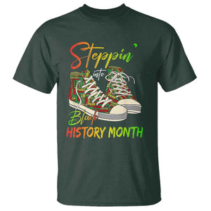 Stepping Into Black History Month T Shirt Sneakers TS02 Dark Forest Green Print Your Wear