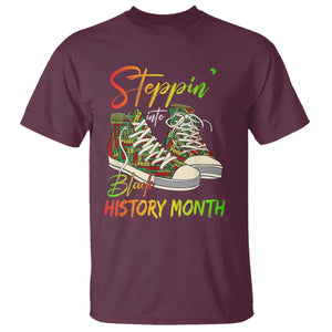 Stepping Into Black History Month T Shirt Sneakers TS02 Maroon Print Your Wear