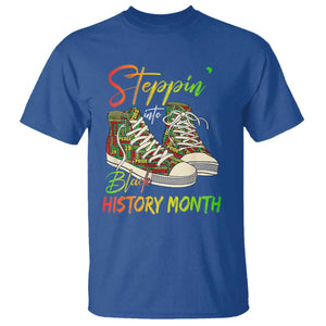 Stepping Into Black History Month T Shirt Sneakers TS02 Royal Blue Print Your Wear