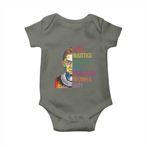 RBG Quote Baby Onesie When Injustice Becomes Law Resistance Becomes Duty TS02 Military Green Print Your Wear