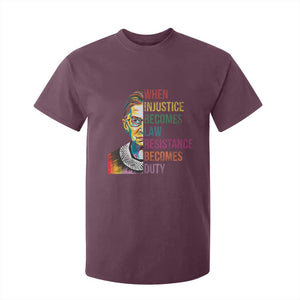 RBG Quote T Shirt For Kid When Injustice Becomes Law Resistance Becomes Duty TS02 Maroon Print Your Wear