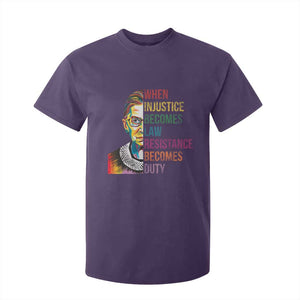 RBG Quote T Shirt For Kid When Injustice Becomes Law Resistance Becomes Duty TS02 Purple Print Your Wear