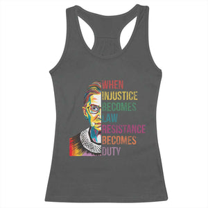 RBG Quote Racerback Tank Top When Injustice Becomes Law Resistance Becomes Duty TS02 Dark Heather Print Your Wear