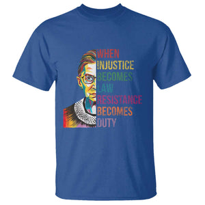 RBG Quote T Shirt When Injustice Becomes Law Resistance Becomes Duty TS02 Royal Blue Print Your Wear
