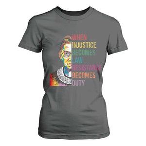 RBG Quote T Shirt For Women When Injustice Becomes Law Resistance Becomes Duty TS02 Dark Heather Print Your Wear