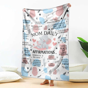 Mom Daily Affirmations Throw Blanket Cute Elephant Inspirational Motherhood Gift Mother's Day TS02 Print Your Wear
