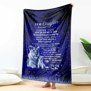To My Daughter Throw Blanket Lion Graphic Love Message Inspirational Gift from Mom TS02 Print Your Wear