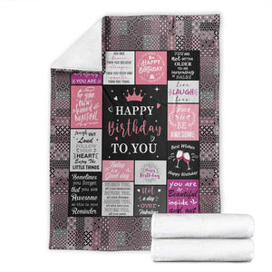 Happy Birthday Quilt Printing Throw Blanket Love Messages Inspirational Birthday Gift for Girls Women TS02 Light Pink Print Your Wear