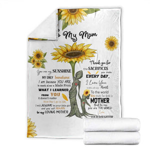 To My Mom Sunflower Throw Blanket You Are My Sunshine Meaningful Mothers Day Birthday Gift TS02 White Print Your Wear