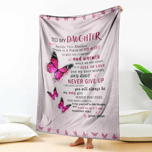 To My Daughter Butterflies Pink Throw Blanket Heartfelt Love Motivation Encouragement Gift from Mom Dad TS02 Print Your Wear