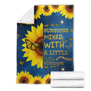 Inspirational Sunflower Galaxy Throw Blanket Sunshine Mixed With A Little Hurricane Funny TS02 Blue Print Your Wear