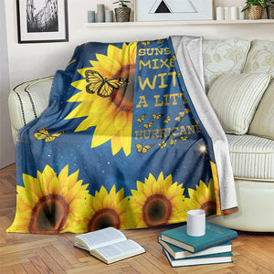 Inspirational Sunflower Galaxy Throw Blanket Sunshine Mixed With A Little Hurricane Funny TS02 Print Your Wear