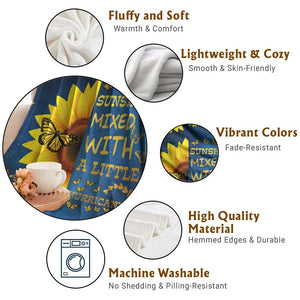 Inspirational Sunflower Galaxy Throw Blanket Sunshine Mixed With A Little Hurricane Funny TS02 Print Your Wear