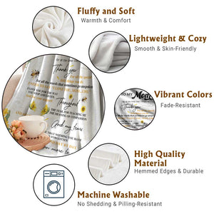 To My Mom Sunflower and Bee Throw Blanket Thank You For All The Special Things Love Message Botanical Gift for Mother's Day TS02 Print Your Wear