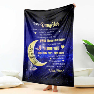 To My Daughter Galaxy Throw Blanket I Love You To The Moon and Back Gift From Mom TS02 Print Your Wear