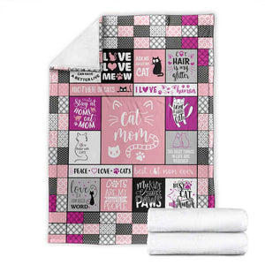 Cute Cat Mom Throw Blanket Funny Pet Mom Appreciation Cats Lover Gift TS02 Pink Print Your Wear
