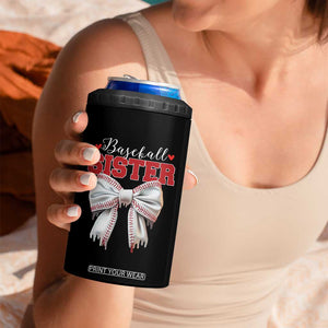 Baseball Sister 4 in 1 Can Cooler Tumbler Soft Ball Game Day Dripping Ice Cream Coquette Bow TS02 Print Your Wear