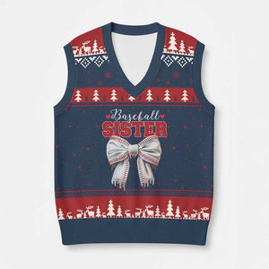 Baseball Sister V-Neck Knit Sweater Vest Soft Ball Game Day Dripping Ice Cream Coquette Bow TS02 Navy Red Print Your Wear