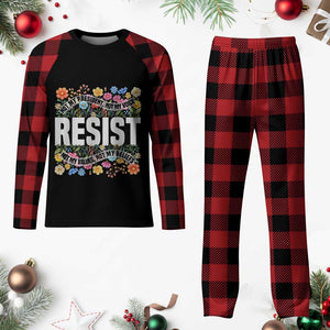 Floral Resist Plaid Pajama Set Not My President Not My Voice Not My Values Not My Beliefs TS02 Buffalo Plaid Print Your Wear