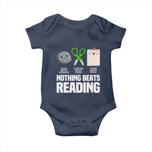 Nothing Beats Reading Baby Onesie Rock Paper Scissors Read Book Lovers TS02 Navy Print Your Wear