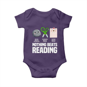 Nothing Beats Reading Baby Onesie Rock Paper Scissors Read Book Lovers TS02 Purple Print Your Wear