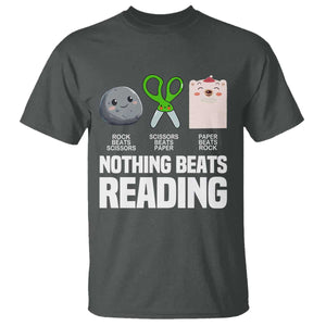 Nothing Beats Reading T Shirt Rock Paper Scissors Read Book Lovers TS02 Dark Heather Print Your Wear