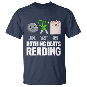 Nothing Beats Reading T Shirt Rock Paper Scissors Read Book Lovers TS02 Navy Print Your Wear
