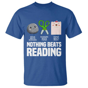 Nothing Beats Reading T Shirt Rock Paper Scissors Read Book Lovers TS02 Royal Blue Print Your Wear