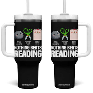 Nothing Beats Reading Tumbler With Handle Rock Paper Scissors Read Book Lovers TS02 One Size: 40 oz Black Print Your Wear