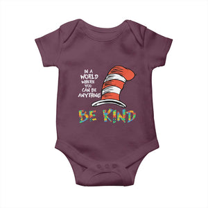 Autism Awareness Baby Onesie Why Fit In When You Were Born To Stand Out Cat In Hat TS02 Maroon Print Your Wear