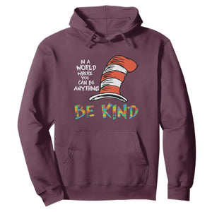 Autism Awareness Hoodie Why Fit In When You Were Born To Stand Out Cat In Hat TS02 Maroon Print Your Wear