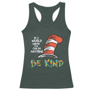 Autism Awareness Racerback Tank Top Why Fit In When You Were Born To Stand Out Cat In Hat TS02 Dark Forest Green Print Your Wear