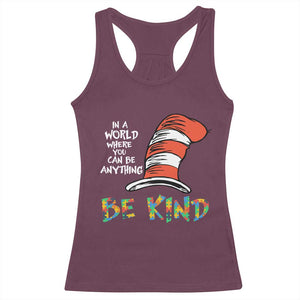 Autism Awareness Racerback Tank Top Why Fit In When You Were Born To Stand Out Cat In Hat TS02 Maroon Print Your Wear