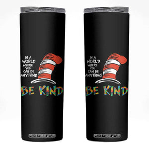 Autism Awareness Skinny Tumbler Why Fit In When You Were Born To Stand Out Cat In Hat TS02 Black Print Your Wear