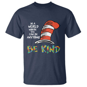 Autism Awareness T Shirt Why Fit In When You Were Born To Stand Out Cat In Hat TS02 Navy Print Your Wear