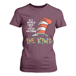 Autism Awareness T Shirt For Women Why Fit In When You Were Born To Stand Out Cat In Hat TS02 Maroon Print Your Wear